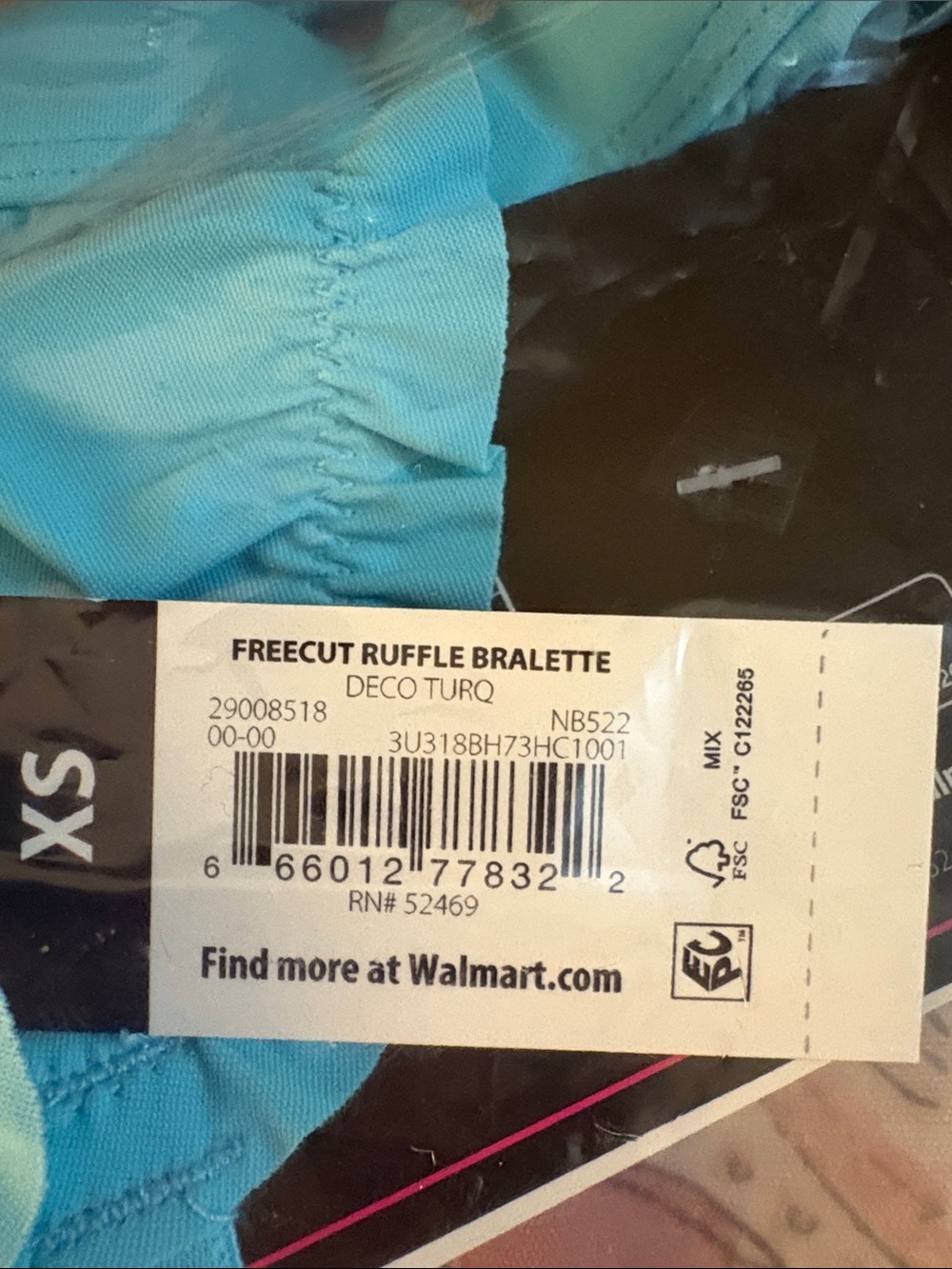 NWT No Boundaries Wirefree Bralette Aqua Blue Adjustable Straps Size XS - Picture 5 of 5